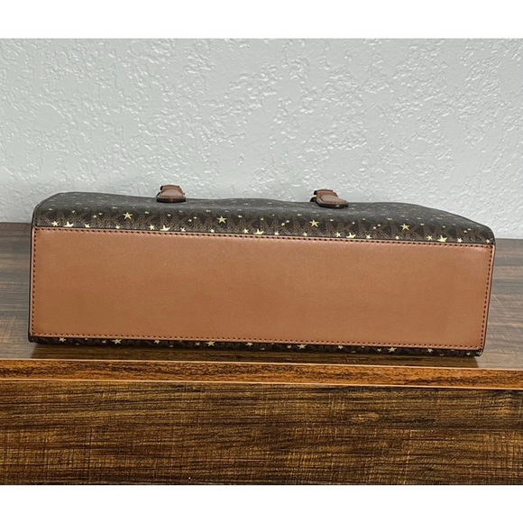 Michael Kors Arden Medium Brown Satchel with Gold Hardware & Star Pattern - Picture 7 of 13